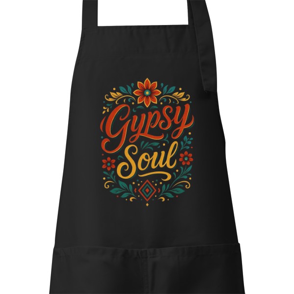 Zástěra s potiskem Gypsy Soul – Ornamentální typografie