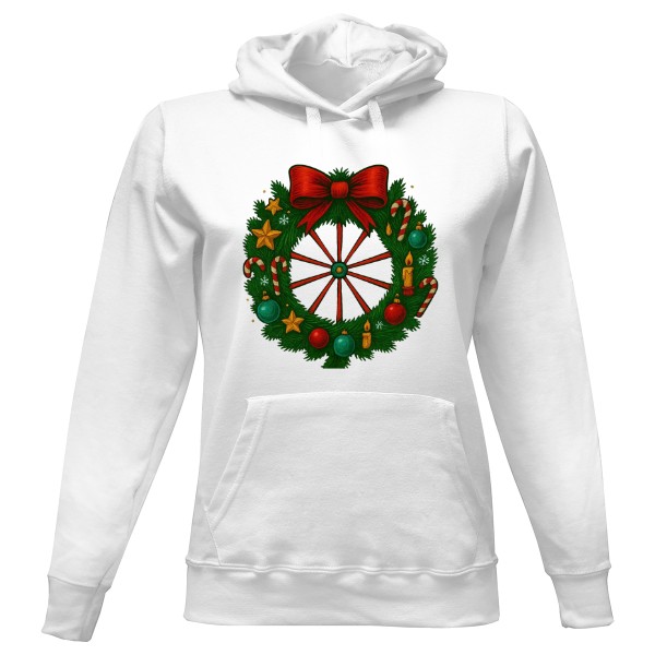 Dámská mikina s kapucí s potiskem Romský vánoční věnec